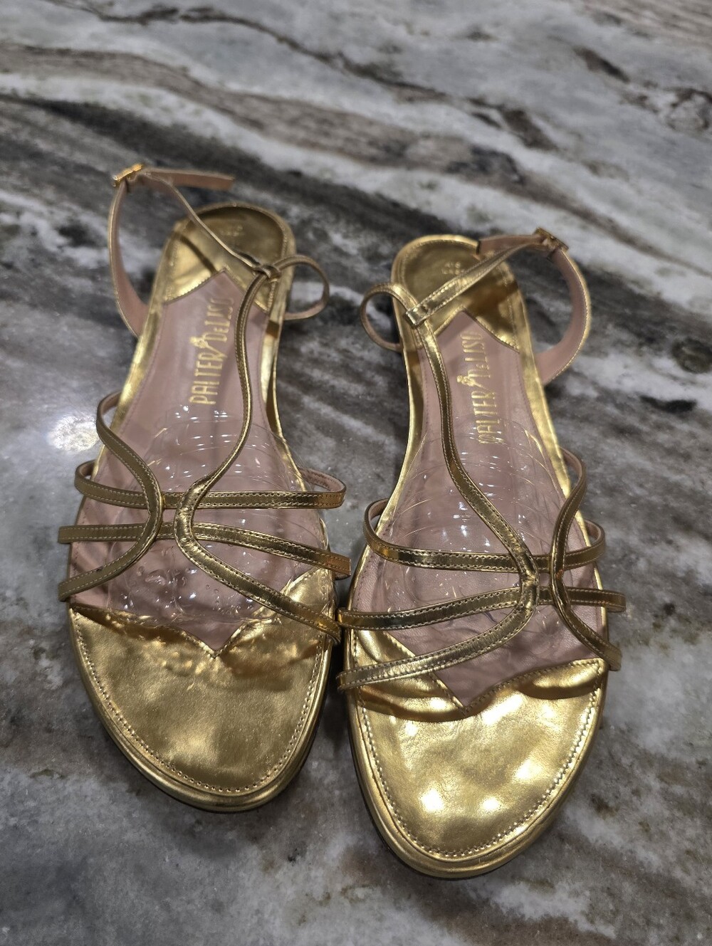 PALTER DeLISO Rio Grand Metallic Gold Strappy Flat Sandals Made in Italy EU 40 - Picture 9 of 14